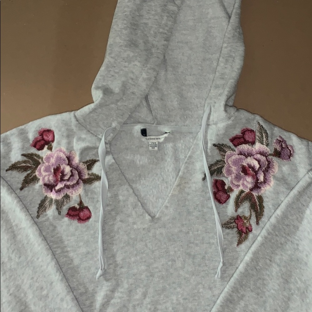 Cotton Floral Gray Hoodie